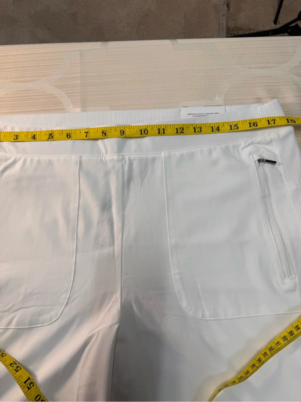 Chico's Women's White Stretch Chinos with Front Zip Pockets - Picture 5 of 10